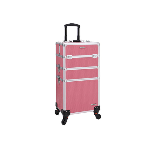 Rootz Cosmetic Trolley - Makeup Case - Beauty Organizer - ABS Hard Shell - Aluminum Strips - Impact Resistant - 30cm x 70cm x 25cm