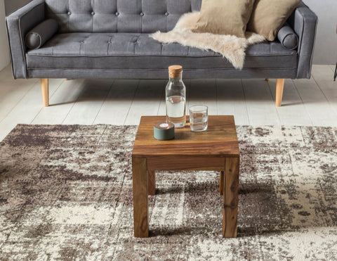 Rootz Solid Wood Coffee Table - Living Room Table - Sheesham Wood - Handmade - Unique Design - 45cm x 40cm x 45cm