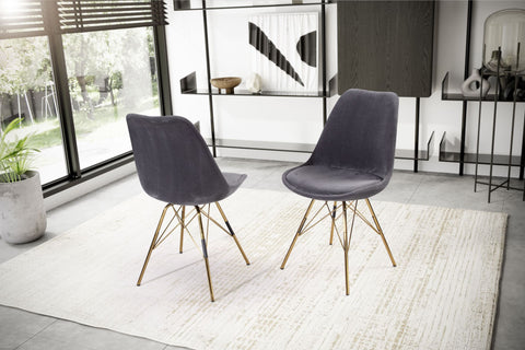 Rootz Dining Room Chair Set of 2 - Anthracite Fabric Chairs - Scandinavian Kitchen Chairs - Comfortable & Durable - Non-Squeak Legs - 48cm x 58cm x 85cm