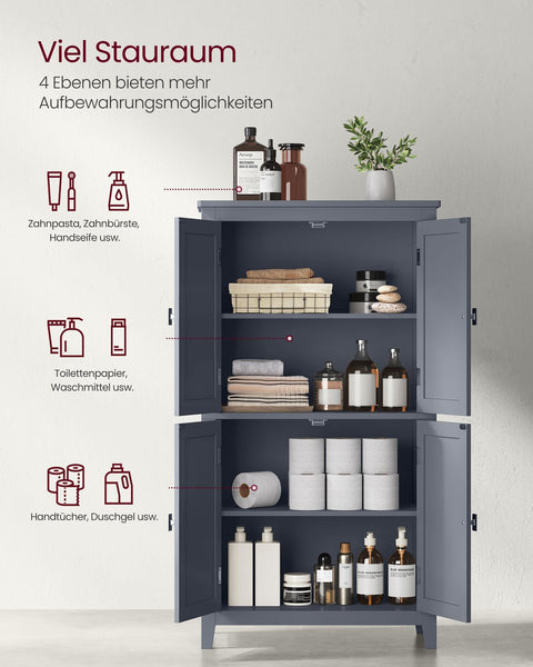 Rootz Bathroom Cabinet - Storage Organizer - Slate Gray - MDF - 30cm x 60cm x 110cm - Lightweight - Sturdy - Easy Assembly