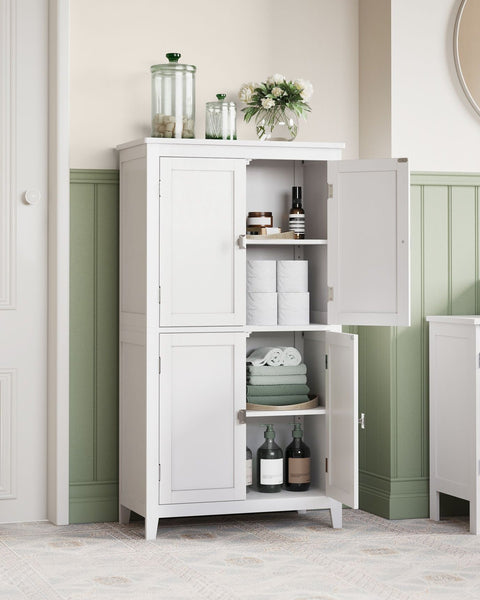 Rootz Classic White Bathroom Cabinet - Storage Unit - MDF Furniture - Spacious Design - Easy Assembly - 30cm x 60cm x 110cm