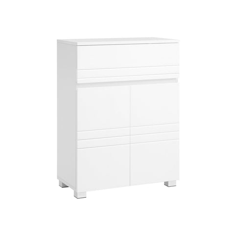 Rootz Bathroom Cabinet - White Storage Unit - MDF Doors - Chipboard Body - Adjustable Shelf - Anti-Tip Protection - 60cm x 30cm x 80cm