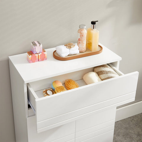 Rootz Bathroom Cabinet - White Storage Unit - MDF Doors - Chipboard Body - Adjustable Shelf - Anti-Tip Protection - 60cm x 30cm x 80cm