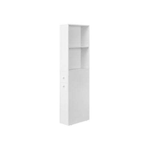 Rootz Bathroom Cabinet - Storage Unit - Chipboard Organizer - Classic White - Spacious Design - Easy Assembly - Anti-Tip Feature - 40cm x 18cm x 134.4cm