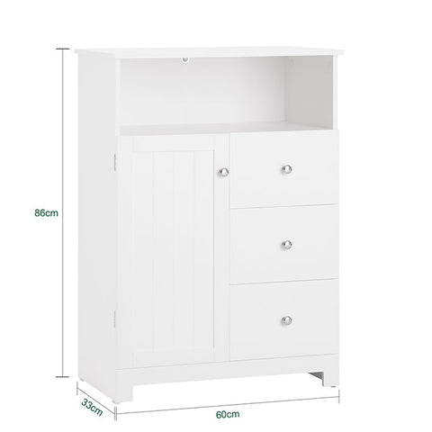 Rootz Bathroom Dresser - Storage Cabinet - Hall Closet - Adjustable Shelf - Anti-Tip Safety - Spacious Design - 60cm x 86cm x 33cm