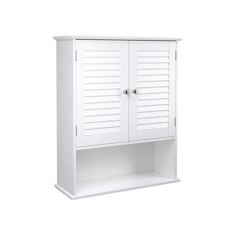 Rootz Bathroom Cabinet - Storage Cupboard - Hygiene Organizer - White MDF - 60cm x 20cm x 70cm - Open Compartment - Adjustable Shelf - Chrome-Plated Knobs