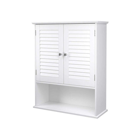 Rootz Bathroom Cabinet - Storage Cupboard - Hygiene Organizer - White MDF - 60cm x 20cm x 70cm - Open Compartment - Adjustable Shelf - Chrome-Plated Knobs