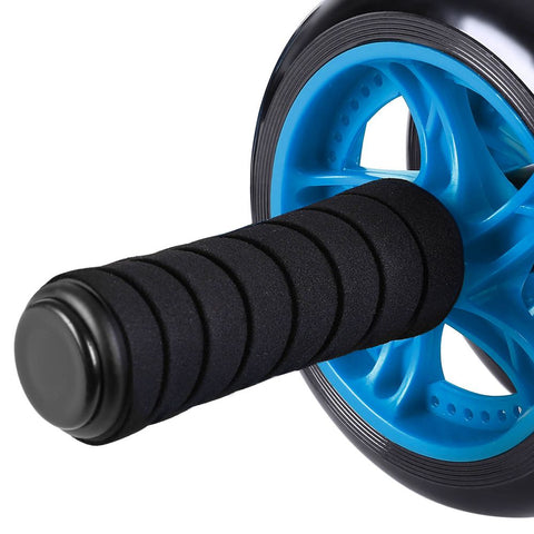 Rootz Abdominal Roller - With Non-slip Knee Mat - Training Mat - Fitness Ab Roller - Heavy-duty Ab Roller - Exercise Equipment - Plastic + Foam - Black-blue- 32 x 14.5 cm