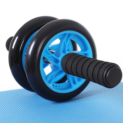 Rootz Abdominal Roller - With Non-slip Knee Mat - Training Mat - Fitness Ab Roller - Heavy-duty Ab Roller - Exercise Equipment - Plastic + Foam - Black-blue- 32 x 14.5 cm