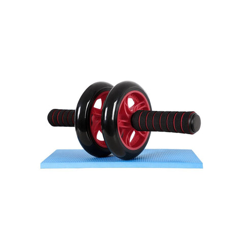 Rootz Abdominal Roller - With Non-slip Knee Mat - Training Mat - Fitness Ab Roller - Heavy-duty Ab Roller - Exercise Equipment - Plastic + Foam - Black-red - 32 x 14.5 cm