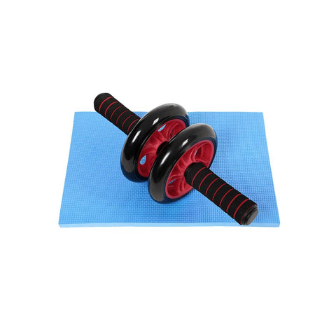 Rootz Abdominal Roller - With Non-slip Knee Mat - Training Mat - Fitness Ab Roller - Heavy-duty Ab Roller - Exercise Equipment - Plastic + Foam - Black-red - 32 x 14.5 cm