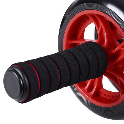 Rootz Abdominal Roller - With Non-slip Knee Mat - Training Mat - Fitness Ab Roller - Heavy-duty Ab Roller - Exercise Equipment - Plastic + Foam - Black-red - 32 x 14.5 cm