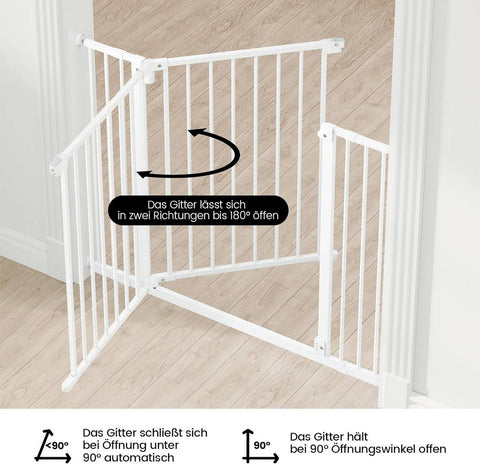 Rootz Adjustable Safety Gate - Child and Pet Barrier - Security Gate - Secure, Convenient, Self-Closing - Adjustable Fit (75-97cm x 76cm x 2.5cm)