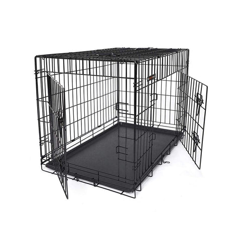 Rootz Dog Cage - 2 Doors - Xxl - High-quality Material - Two-door Design - Easily Foldable - Good Workmanship - Removable Base Tray - Iron Wire-ABS Plastic - Black - 122 x 81 x 76 cm (W x H x D)