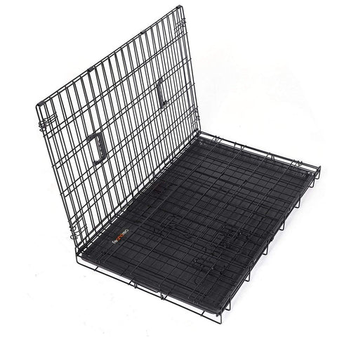 Rootz Dog Cage - 2 Doors - Xxl - High-quality Material - Two-door Design - Easily Foldable - Good Workmanship - Removable Base Tray - Iron Wire-ABS Plastic - Black - 122 x 81 x 76 cm (W x H x D)