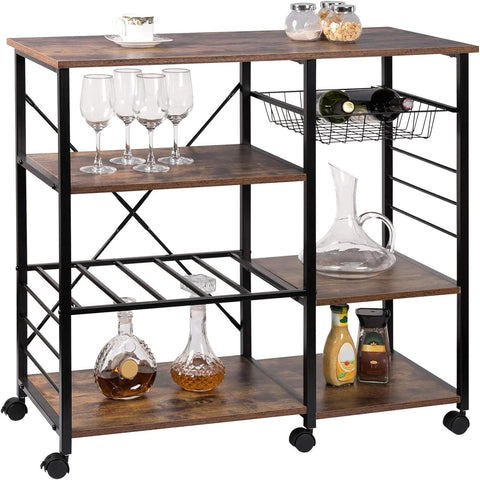 Rootz Metal Kitchen Trolley - Serving Cart - Storage Rack - Space-Efficient - Durable - Multi-Functional - 90cm x 83.5cm x 40cm