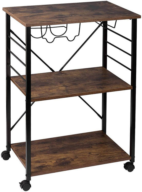 Rootz Metal Kitchen Trolley - Serving Cart - Storage Trolley - Compact & Spacious - Sturdy & Durable - Mobile & Secure - 60cm x 86cm x 40cm