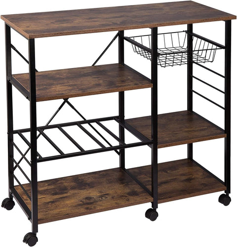 Rootz Metal Kitchen Trolley - Serving Cart - Storage Rack - Space-Efficient - Durable - Multi-Functional - 90cm x 83.5cm x 40cm