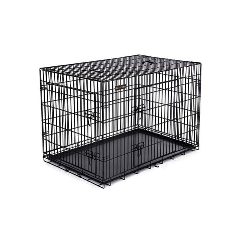 Rootz Dog Cage - 2 Doors - Xxl - High-quality Material - Two-door Design - Easily Foldable - Good Workmanship - Removable Base Tray - Iron Wire-ABS Plastic - Black - 122 x 81 x 76 cm (W x H x D)