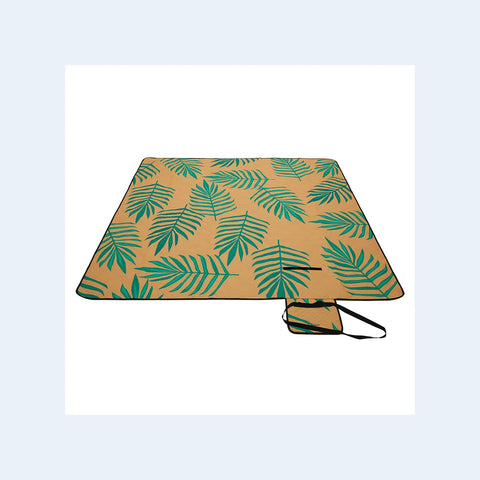 Rootz Picnic Blanket - Outdoor Mat - Beach Rug - Waterproof Polyester - Lightweight Foam Padding - Aluminum Coating - 200cm x 150cm - Orange with Tropical Fern