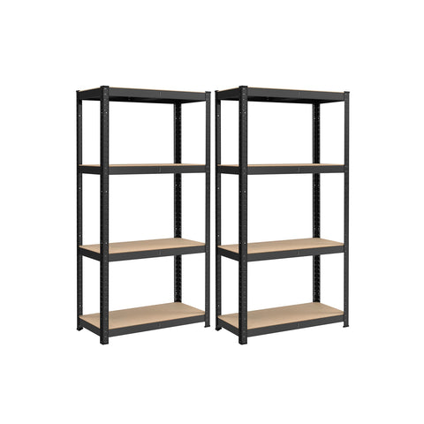 Rootz Heavy Duty Storage Rack - Black Shelf - Steel Shelving Unit - MDF Organizer - 520kg Capacity - 40cm x 80cm x 160cm