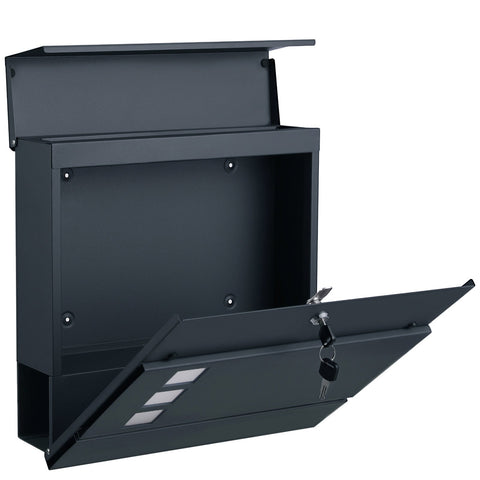 Rootz Galvanized Steel Mailbox - Letterbox - Postbox - Weatherproof - Secure Lock - Easy Installation - 37cm x 10.5cm x 37cm