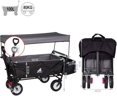 Rootz Foldable Handcart - Utility Wagon - Garden Cart - Durable Construction - Easy Storage - Enhanced Mobility - 120cm x 51cm x 93cm