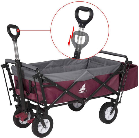 Rootz Foldable Handcart with Roof - Utility Wagon - Garden Cart - Durable 600D Polyester - Easy Storage - Heavy-Duty 80kg Capacity - 120cm x 51cm x 93cm