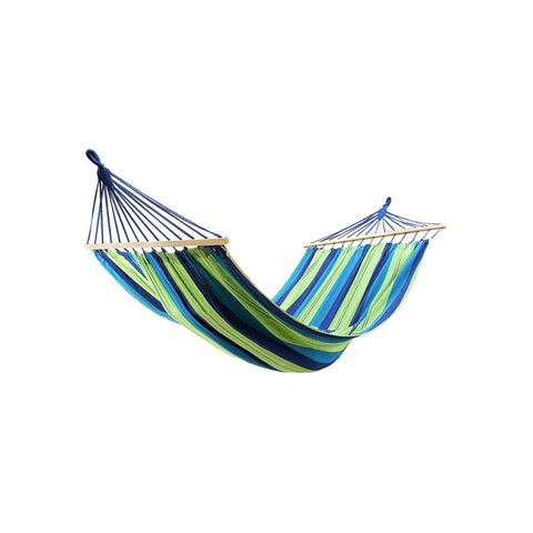 Rootz Hammock - With 2 Cushions - Hammock With Pillows - Relaxation Hammock - Comfortable Hammock Swing - Hanging Hammock With Cushions - Outdoor Relaxation Swing - Cotton + Polyester - Blue + Green - 210 x 150 cm