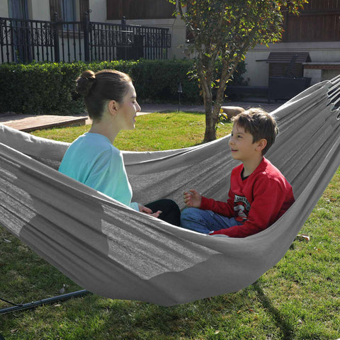 Rootz Hammock - Gray Cotton Polyester Hammock - Portable Bed - Lightweight - Compact - 210cm x 150cm - 2.34kg - 300kg Capacity