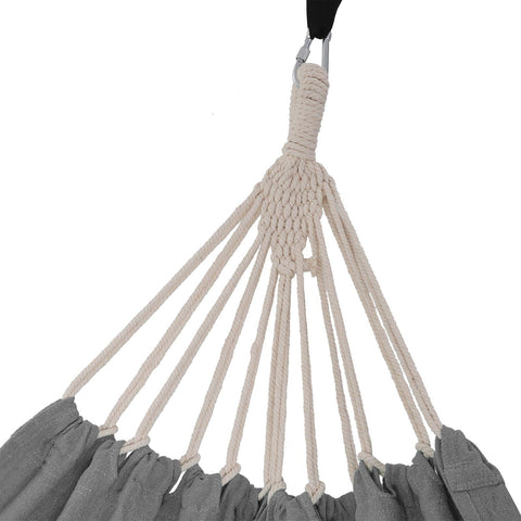 Rootz Hammock - Gray Cotton Polyester Hammock - Portable Bed - Lightweight - Compact - 210cm x 150cm - 2.34kg - 300kg Capacity