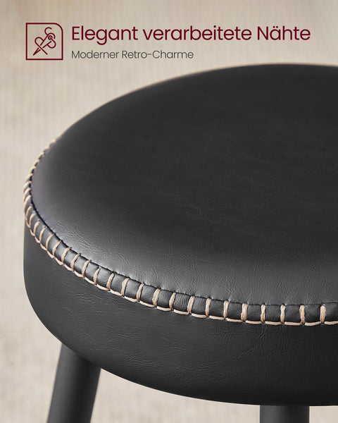Rootz 4 Piece Set Bar Chairs - Counter Stools - Kitchen Stools - Steel Frame - Molded Foam - PU Leather - Plywood - 51.6cm x 51.6cm x 76.2cm