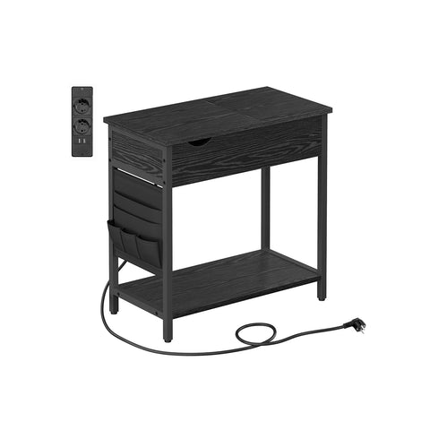 Rootz Black Wood Grain Side Table - Chipboard Steel Fabric Bag - Portable End Table - Lightweight - Easy Assembly - Versatile Use - 60cm x 31.5cm x 60cm