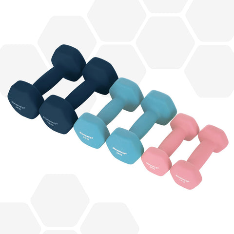 Rootz Dumbbell Set - Lightweight Weights - Strength Training - Neoprene Coating - 13.5cm x 6.5cm x 6cm