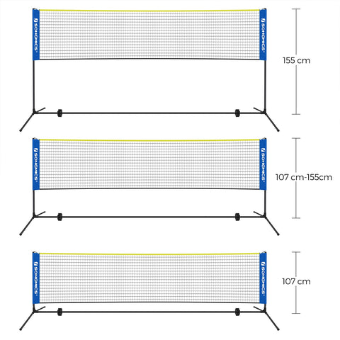 Rootz Badminton Bar Set - Outdoor Game Set - Portable Sports Set - Steel Rods - PE Mesh - Oxford Fabric - Adjustable Height - Lightweight - Easy Assembly - 400cm x 103cm x (90-155)cm