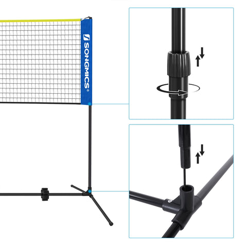 Rootz Badminton Bar Set - Outdoor Game Set - Portable Sports Set - Steel Rods - PE Mesh - Oxford Fabric - Adjustable Height - Lightweight - Easy Assembly - 400cm x 103cm x (90-155)cm