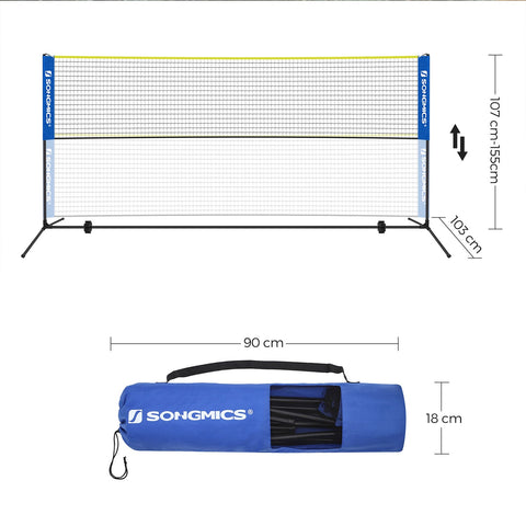 Rootz Badminton Bar Set - Outdoor Game Set - Portable Sports Set - Steel Rods - PE Mesh - Oxford Fabric - Adjustable Height - Lightweight - Easy Assembly - 400cm x 103cm x (90-155)cm