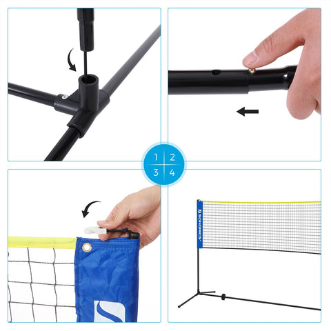 Rootz Badminton Bar Set - Outdoor Game Set - Portable Sports Set - Steel Rods - PE Mesh - Oxford Fabric - Adjustable Height - Lightweight - Easy Assembly - 400cm x 103cm x (90-155)cm