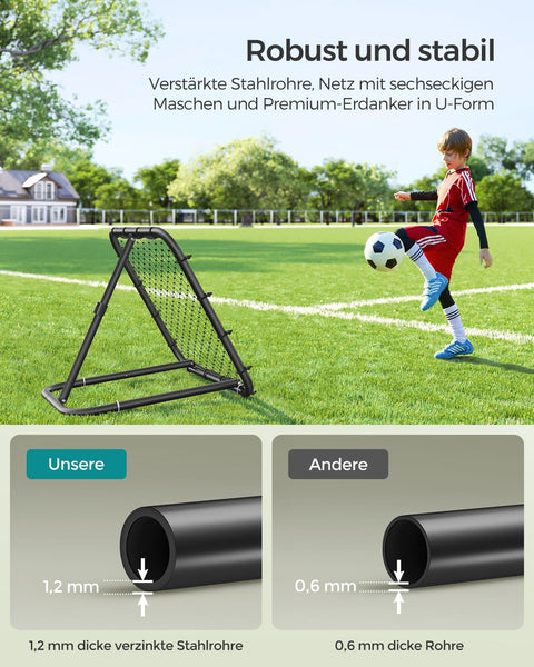 Rootz Football Goal Set - Soccer Net - Portable Goal - Galvanized Steel - Lightweight - Easy Assembly - Ink Black - 78.5cm x 84.5cm x (55-78.5cm)