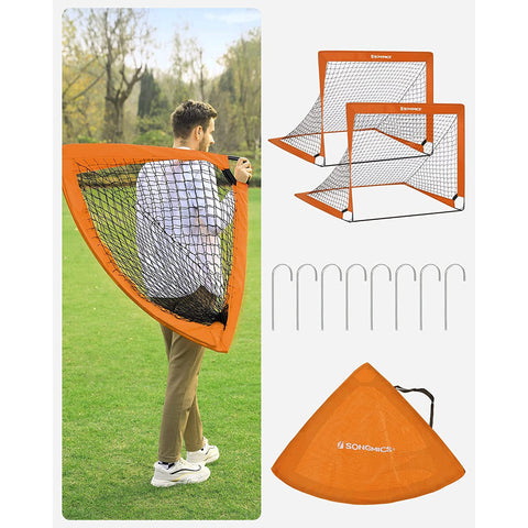 Rootz 2 Piece Set Football Goals - Soccer Nets - Portable Goal Posts - Fiberglass Rods - Polyester Mesh - Lightweight - 90cm x 120cm x 90cm