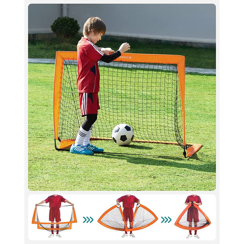 Rootz 2 Piece Set Football Goals - Soccer Nets - Portable Goal Posts - Fiberglass Rods - Polyester Mesh - Lightweight - 90cm x 120cm x 90cm