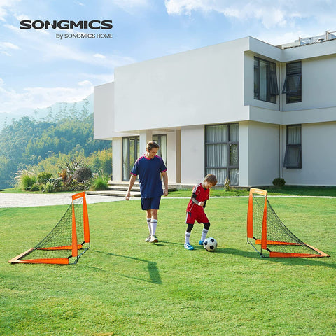 Rootz 2 Piece Set Football Goals - Soccer Nets - Portable Goal Posts - Fiberglass Rods - Polyester Mesh - Lightweight - 90cm x 120cm x 90cm