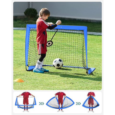 Rootz Football Goal Set - Soccer Net - Portable Goals - Fiberglass Rods - Polyester Mesh - Oxford Cloth - Lightweight - Easy Assembly - Durable - 90cm x 120cm x 90cm