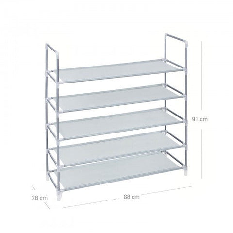 Rootz Shoe Rack Organizer - Shoe Shelf - Shoe Storage - Minimalist Design - 5 Levels - Space for 20 Pairs - Easy Assembly - Easy to Clean - 88cm x 91cm x 28cm