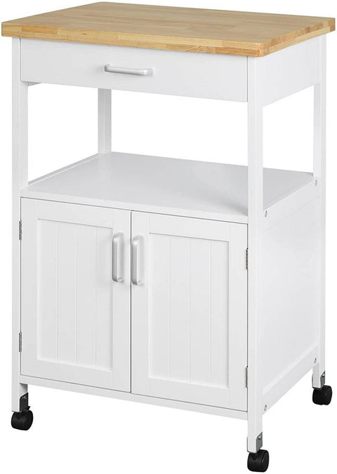 Rootz Multifunctional Kitchen Trolley - Serving Cart - Storage Trolley - Durable MDF & Rubberwood - Easy Mobility - Efficient Storage - Simple Assembly - 60cm x 90cm x 44.5cm