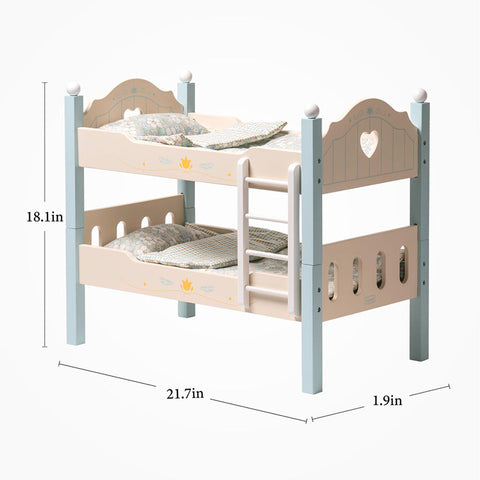 Rootz Toys Doll Bunk Bed Set - Convertible Doll Bed - Transformable Doll Furniture - High-Quality Wood - Promotes Social Skills - Fits 45 cm Dolls