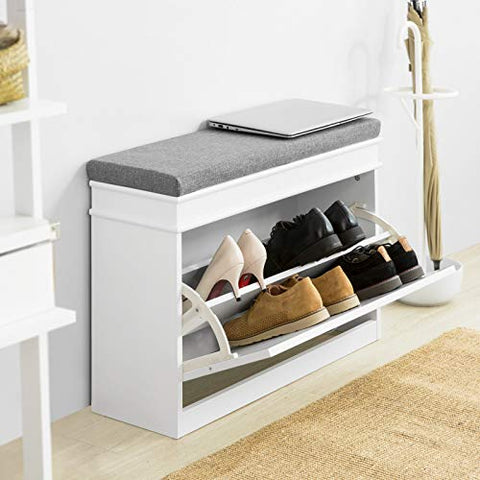 Rootz Hallway Shoe - Bench Shoe - Rack Shoe - Cabinet with Flip - drawer and Seat Cushion, 75x24x51cm