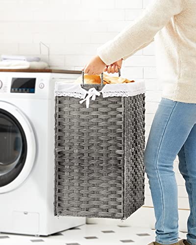 Rootz Laundry Basket - Compact Laundry Basket - Portable Laundry Basket - Stylish Laundry Basket - Basket - Washing Basket - Grey - 46 x 33 x 60 cm