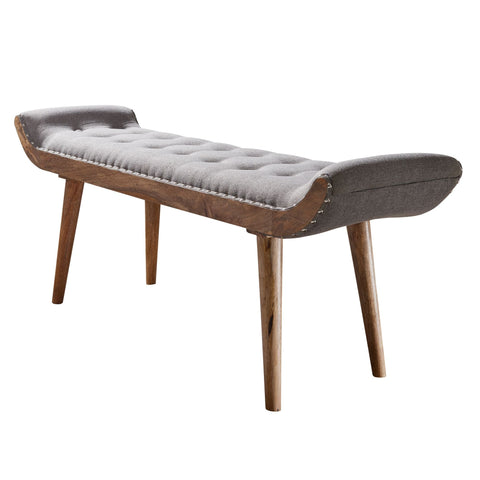 Rootz Fabric Bench - Chesterfield Design - Upholstered Hall Bench - Bed Bench for 2 - Modern Hallway Bench - Solid Wood - Gray - 125x51x38cm