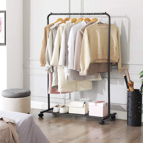 Rootz Clothes rack - Wardrobe rack - Coat rack - Wheels - Max 40 kg - Black - Metal - 92.5 x 40.5 x 158 cm